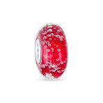 Set of 4 Ocean Red Bubble Murano Glass Spacer Charm Bead Sterling Silver Core - Image 5