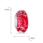 Set of 4 Ocean Red Bubble Murano Glass Spacer Charm Bead Sterling Silver Core - Image 9