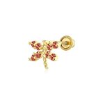 Minimalist CZ Dragonfly Cartilage Ear Stud in 14K Gold - Image 3