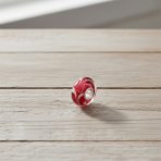Red White Vine Murano Glass Charm Bead with Sterling Silver Core for Bracelets - Image 3