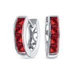 Unisex Small CZ Hoop Earrings in Gold-Plated Sterling Silver Multi-Color Options - Image 4