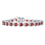 Romantic Red Clear Cubic Zirconia CZ Heart Shape Tennis Bracelet 7-7.5 Inch Silver Plated - Image 2