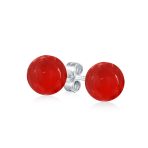 10MM Natural Gemstone Drop Ball Earrings Sterling Silver - Image 2