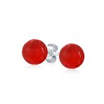 8MM Natural Gemstone Drop Ball Earrings Silver Birthstone - Image 4