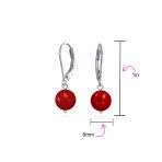 Simple Gemstone 8MM Drop Ball Earrings Secure Hinge Lever Back Sterling Silver - Image 70