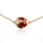 Red Ladybug Garden Charm Anklet Link Ankle Bracelet Gold Plated Sterling Silver Adjustable 9 To 10 Inch With Extender - Image 2