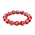 Colorful Turkish Glass Bead Evil Eye Stretch Bracelet with Crystal Spacers - Image 2
