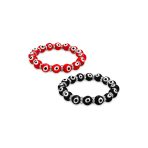 Set of 2 Evil Eye Glass Bead Stretch Bracelets with Crystal Accents - Image 3