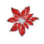 Large Poinsettia Brooch & Clip-On Earrings Christmas Jewelry Set Gold Plated - Image 4