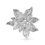Large Statement White Enamel Lily Flower Brooch Scarf Pin Gold Plated - Image 5