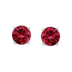 Set of 2 Round Red Green CZ Stud Earrings Sterling Silver 7MM - Image 6