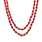 Extra Long Beaded Seed Oval Strand Necklace in Purple Red Blue Turquoise 50 Inch - Image 2