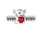 Red Heart Elephant Charm Bead in Sterling Silver for European Bracelets - Image 3