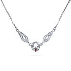 Celtic Friendship Heart Trinity Love Knot Claddagh Necklace Collar Red Garnet Accent - Image 2