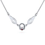 Celtic Friendship Heart Trinity Love Knot Claddagh Necklace Collar Red Garnet Accent - Image 4