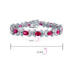 Vintage Style Tennis Bracelet with Cubic Zirconia and Simulated Emerald or Ruby - Image 3