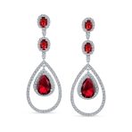 Cocktail Cubic Zirconia Double Halo Large Purple Amethyst Teardrop CZ Chandelier Earrings - Image 11