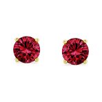 1-2 CT Round CZ Stud Earrings in Pink Red Blue Brown Green Gold Plated Silver - Image 7