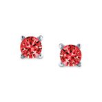 Set of 3 Tiny Blue Red Pink CZ Stud Earrings Gold Plated Sterling Silver - Image 8