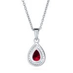 5CT Solitaire Teardrop Halo Sapphire Blue CZ Pendant Necklace Silver Plated - Image 10