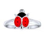 Set of 2 Sun Flower Blue Turquoise and Lucky Red Ladybug Midi Toe Ring Silver - Image 2
