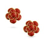 3D Rose Flower Enamel Earrings Retro Button Gold Plated - Image 3