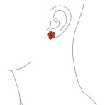 3D Rose Flower Enamel Earrings Retro Button Gold Plated - Image 9