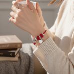 Heart Lover Couples Valentine Charm Bracelet with Red Leather & Silver Clasp - Image 4