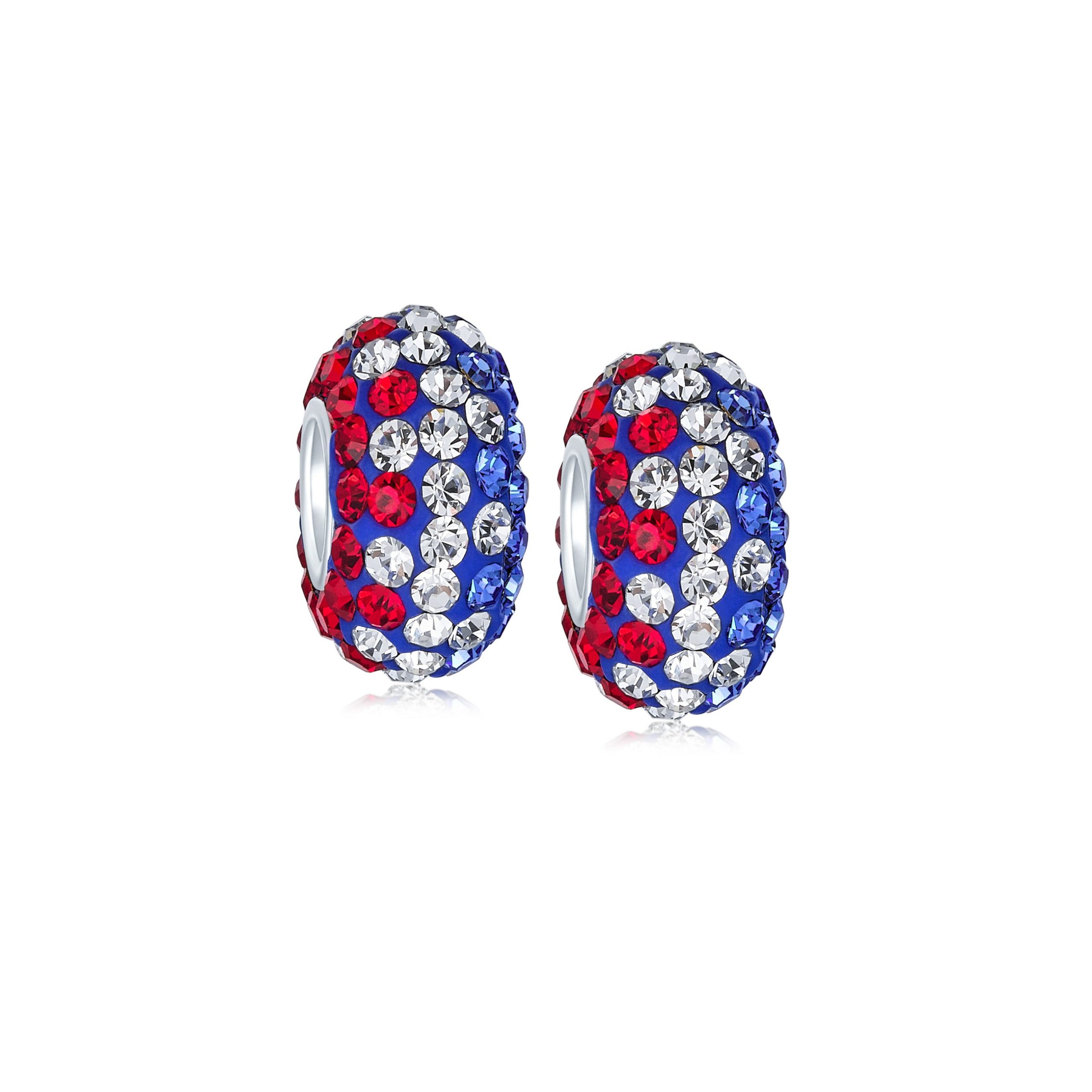 red-white-blue-crystal-bead-pbx-hz-33set-az Set of 2 Red White Blue Crystal Bead Charm Spacer for European Bracelet Silver - Image 1