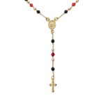 Red Black Rosary Bead Necklace Virgin Mary Crucifix Cross