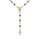 Red Black Rosary Bead Necklace Virgin Mary Crucifix Cross