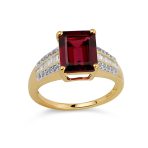 Art Deco Style 3CT Natural Red Garnet Baguette Side Stone Ring 14K Gold Vermeil Sterling Silver