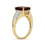 Art Deco Style 3CT Natural Red Garnet Baguette Side Stone Ring 14K Gold Vermeil Sterling Silver - Image 2
