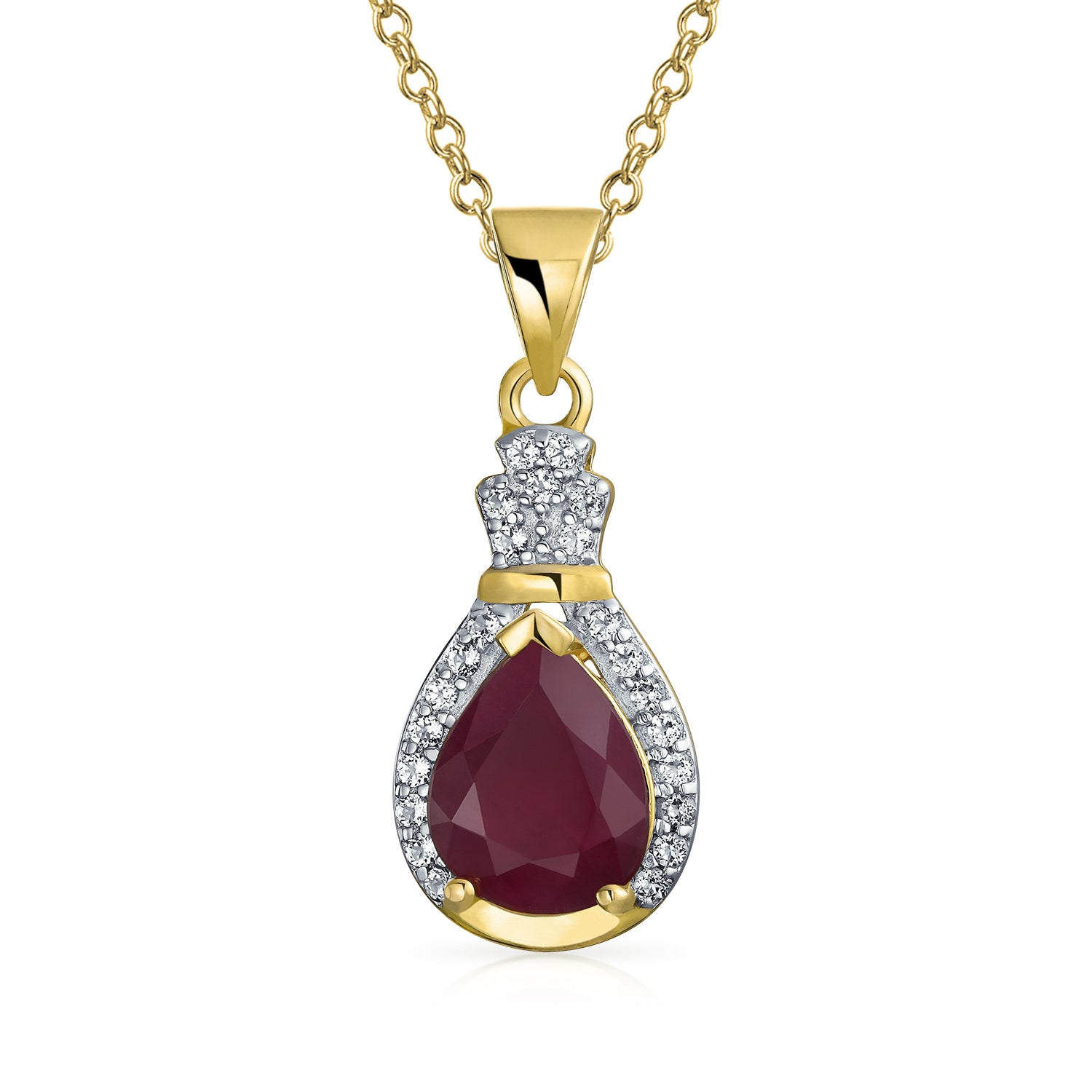 red_ruby_cz_yellow_gold_pendant_necklace_bs-amp-2800_1_1 Antique Style 3.5CT Ruby Zircon Halo Pendant Necklace 14K Gold Plated Silver - Image 1