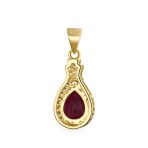 Antique Style 3.5CT Ruby Zircon Halo Pendant Necklace 14K Gold Plated Silver - Image 2