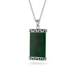 Set of 2 Good Fortune Fu Pendant Necklace Green Agate Rectangle & Jade Medallion - Image 4