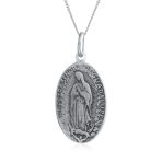 Religious Our Lady Of Guadalupe Virgin Mary Pendant Necklace in Sterling Silver