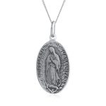Religious Our Lady Of Guadalupe Virgin Mary Pendant Necklace in Sterling Silver