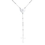 Tiny 2MM Ball Link Heart Virgin Mary Cross Prayer Rosary Necklace Stainless Steel