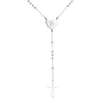 Tiny 2MM Ball Link Heart Virgin Mary Cross Prayer Rosary Necklace Stainless Steel