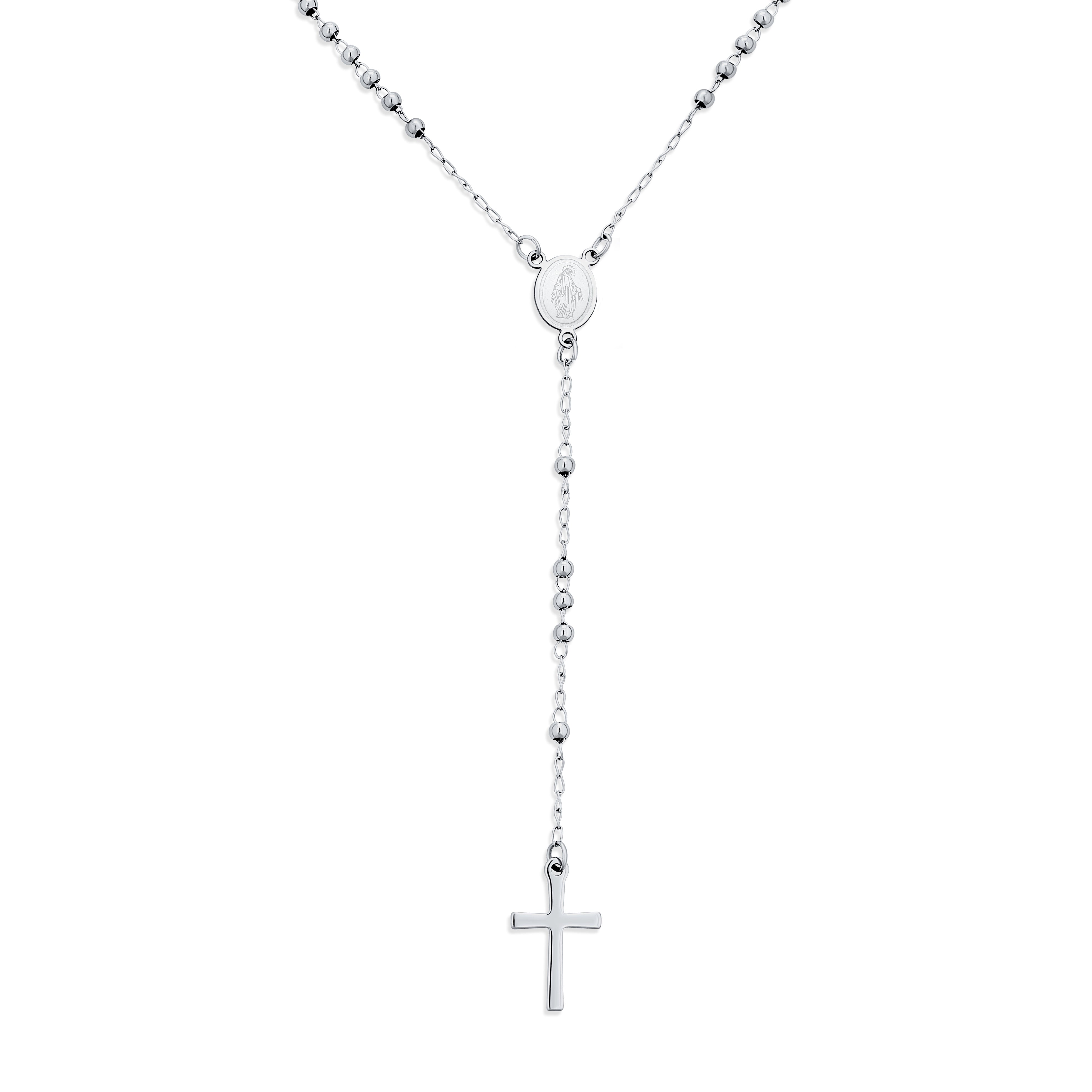 religious-christian-2mm-round-ball-beaded-ish-bl02a68_11 Christian Virgin Mary Cross Rosary Chain Drop Necklace - Image 1