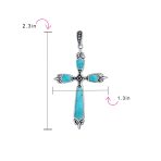 Vintage Turquoise Gemstone Cross Pendant Necklace Silver - Image 10