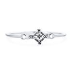 Religious Celtic Love Knot Sideways Cross Bangle Bracelet .925 Sterling Silver