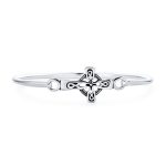 Religious Celtic Love Knot Sideways Cross Bangle Bracelet .925 Sterling Silver