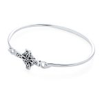 Religious Celtic Love Knot Sideways Cross Bangle Bracelet .925 Sterling Silver - Image 2
