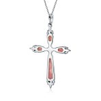 Vintage Turquoise Gemstone Cross Pendant Necklace Silver - Image 5