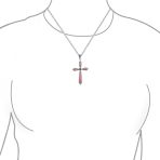 Vintage Turquoise Gemstone Cross Pendant Necklace Silver - Image 8