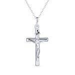 Christian Catholic Crucifix Cross Pendant Necklace Silver