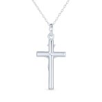 Christian Catholic Crucifix Cross Pendant Necklace Silver - Image 2
