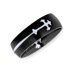 Religious Maltase Fleur De Lis Cross Black Puzzle Band Ring Stainless Steel - Image 2